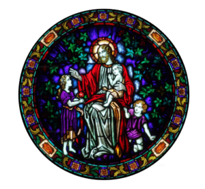 Stained Glass Christ with Children
